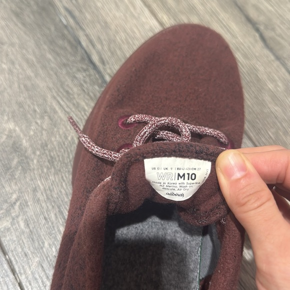 • All Birds • men’s Wool Runners Sneakers Lace Up Burgundy  Red  10 - Picture 6 of 6